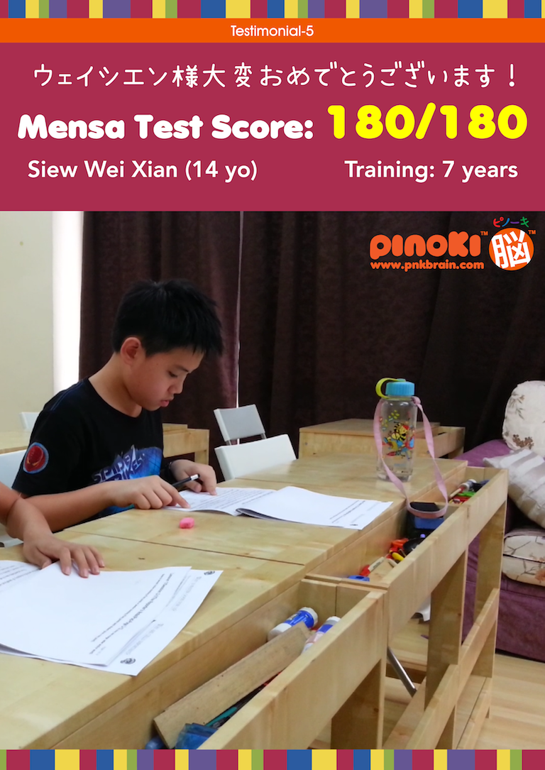 Siew Wei Xian (14 yo) - Mensa IQ Test Score of 180/180